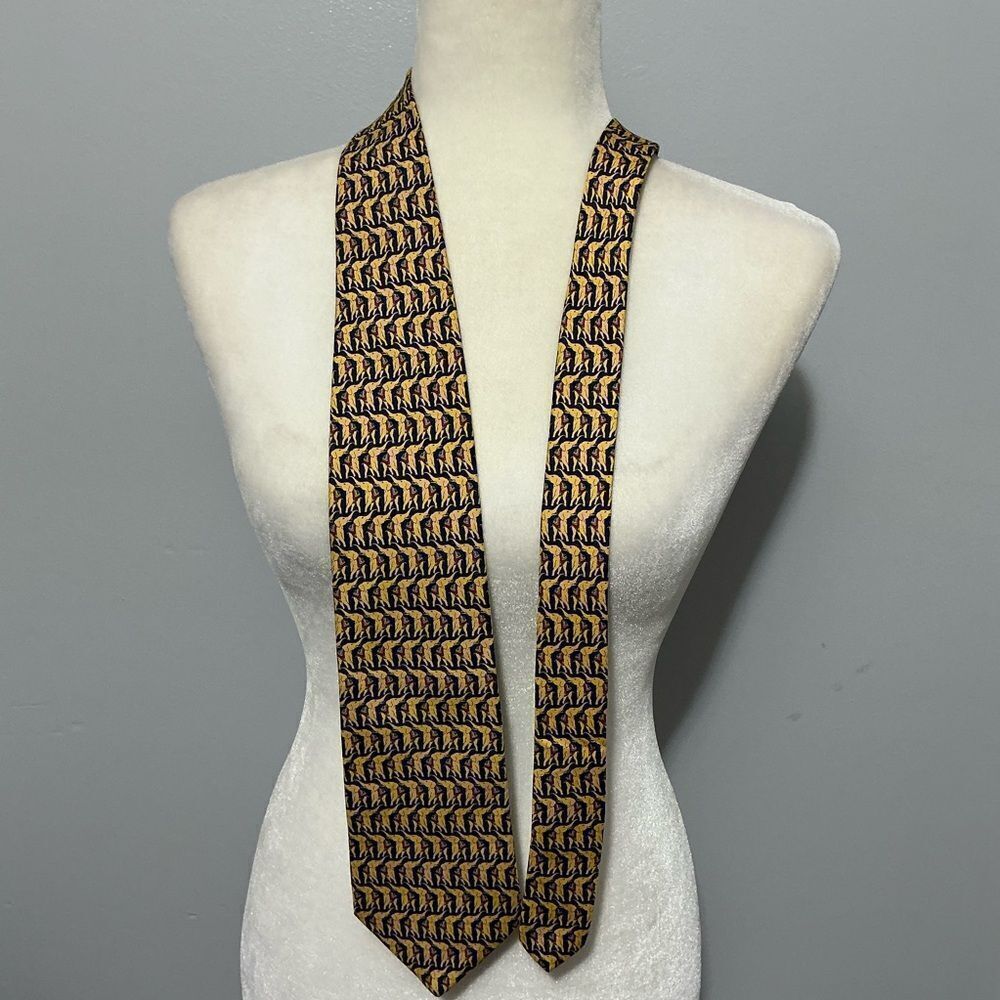 Brooks Brothers Elegant Gold and Black Elephant Patterned Men's Tie
